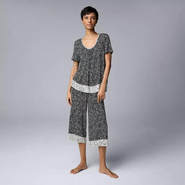 Womens Simply Vera Vera Wang Short Sleeve Top and Culotte Pajama Set Product Image