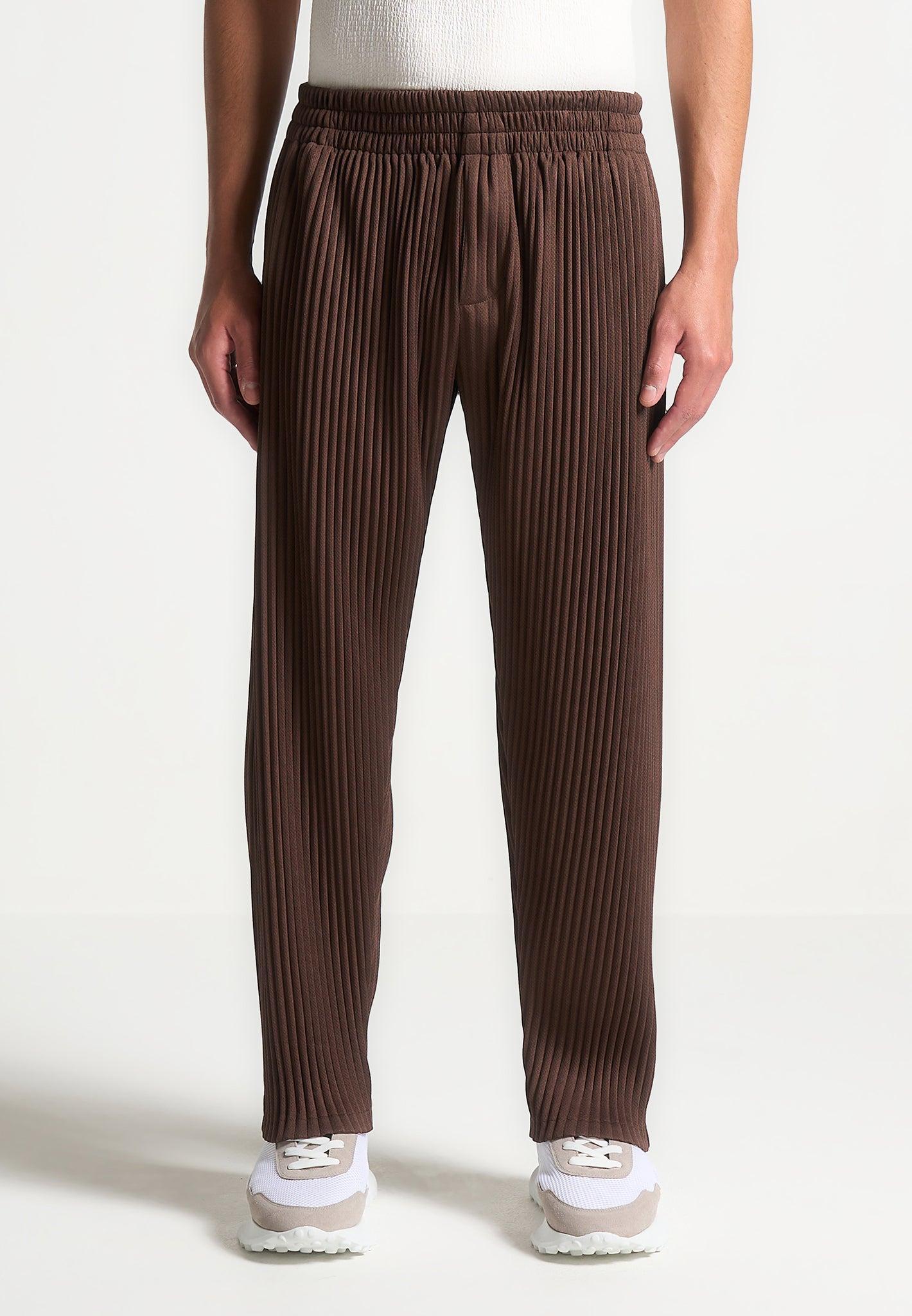 Pleated Trousers - Brown Male Product Image