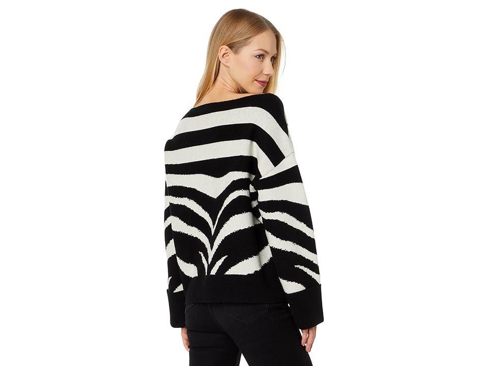 Kate Spade New York Bold Zebra Sweater (Black) Women's Clothing Product Image