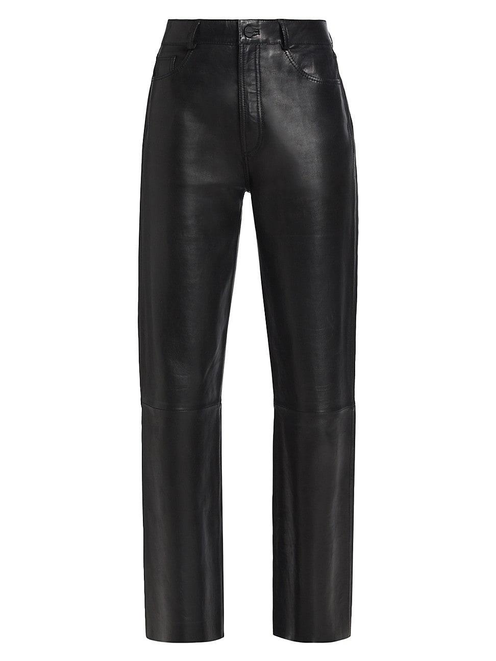 Womens Shannon Leather Straight-Leg Pants Product Image