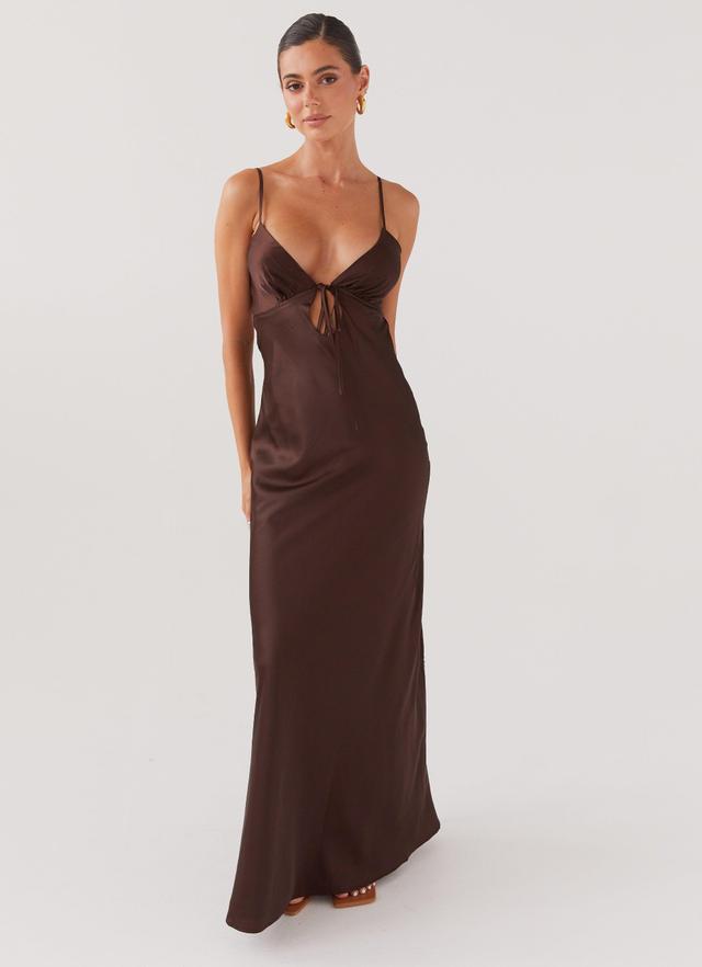 Flora Satin Maxi Dress - Chocolate Product Image