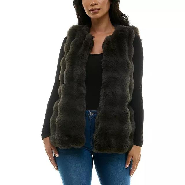 Womens Nina Leonard Collared Faux Fur Vest Brown Product Image