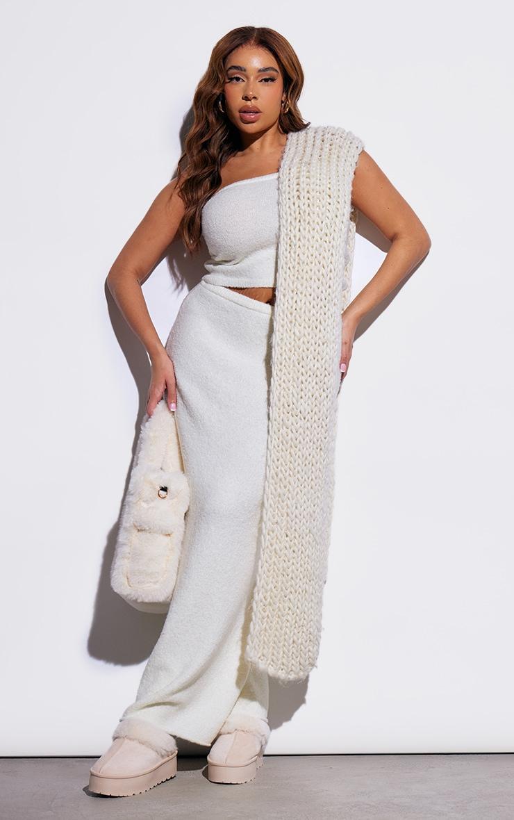 Plus Cream Brushed Knitted Maxi Skirt Product Image