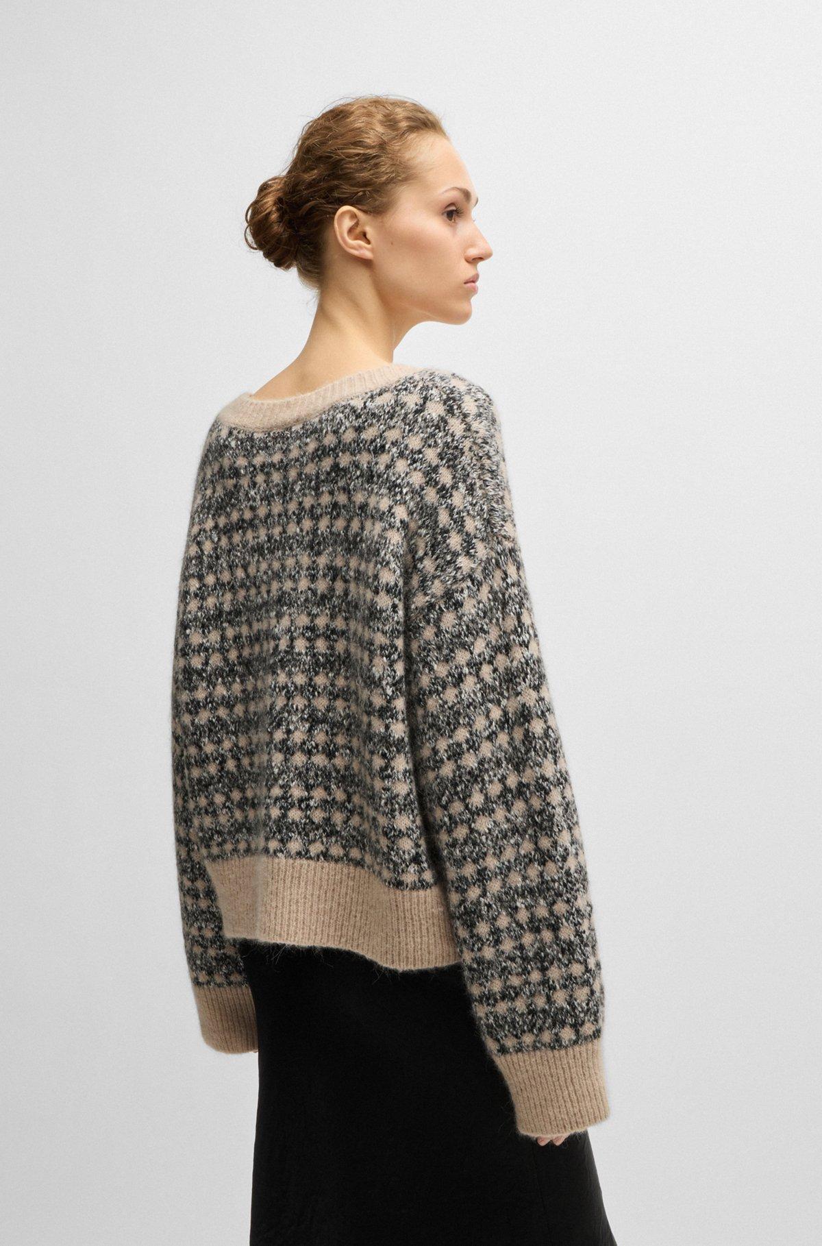 Jacquard-knit sweater with three-colored yarn Product Image