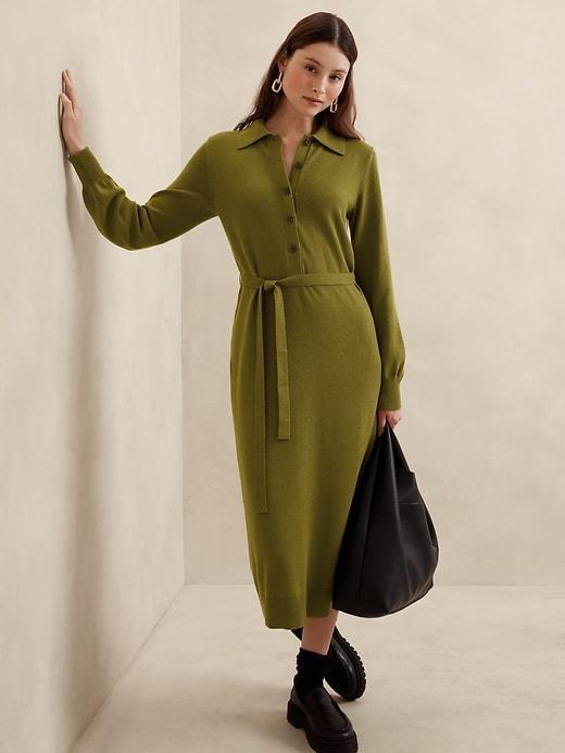 Buttoned Midi Sweater Dress Product Image