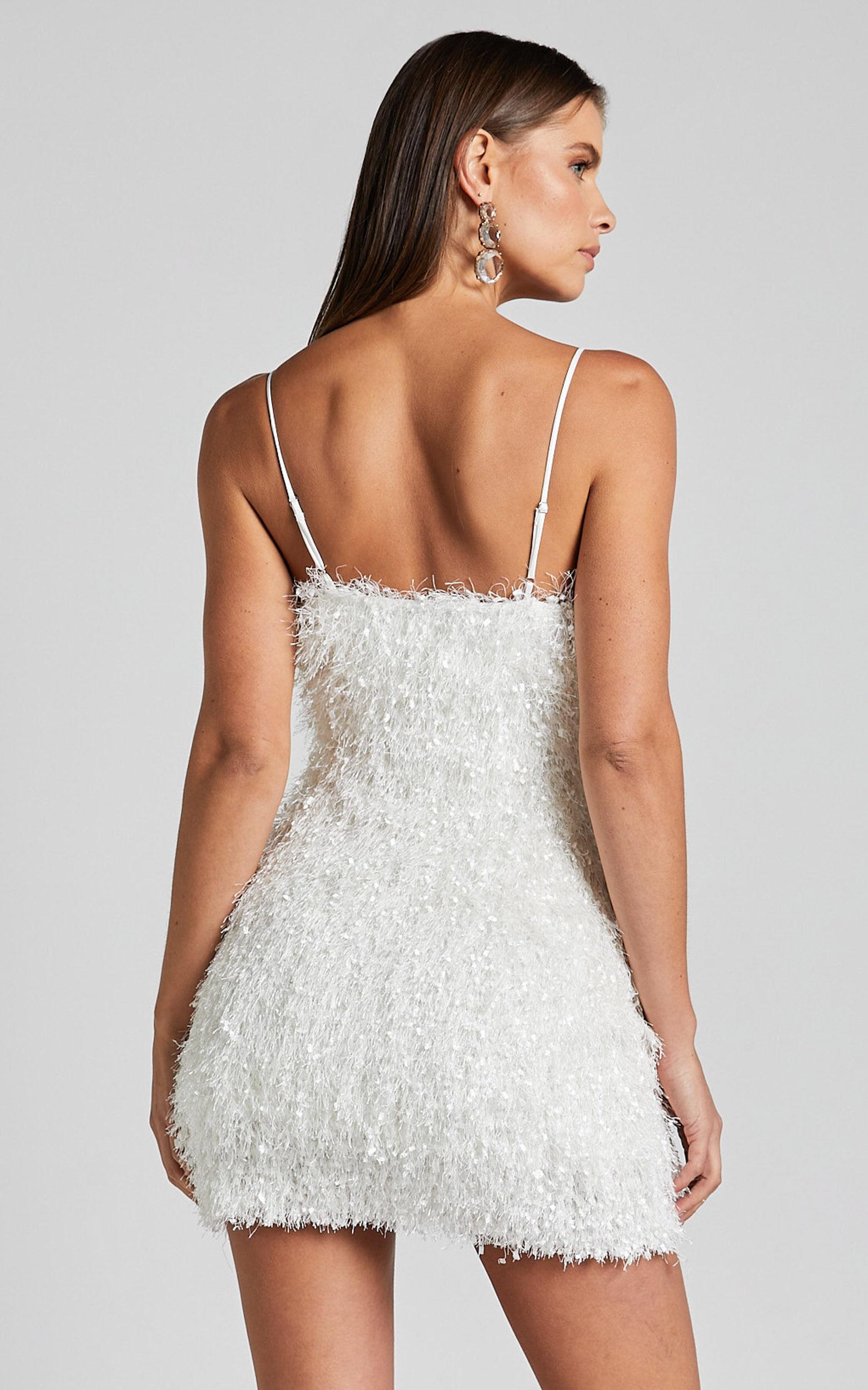 Reis Mini Dress - Textured Strapless Bodycon in White Product Image