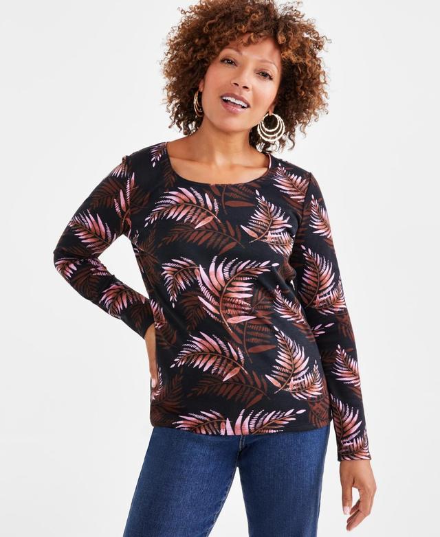 Style & Co Womens Printed Long-Sleeve Knit Top, Created for Macys Product Image