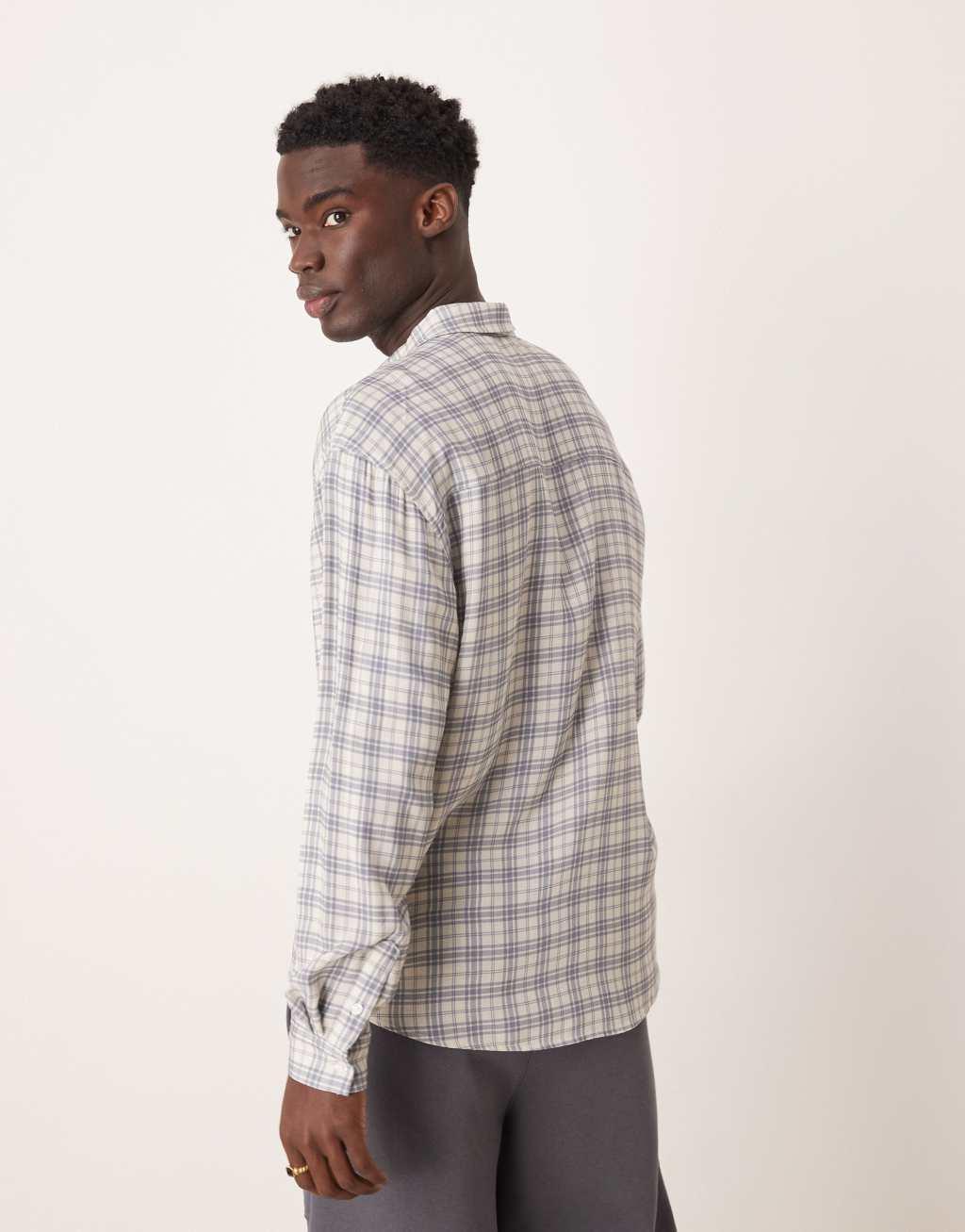 ASOS DESIGN 90s oversized shirt in blue and white check Product Image