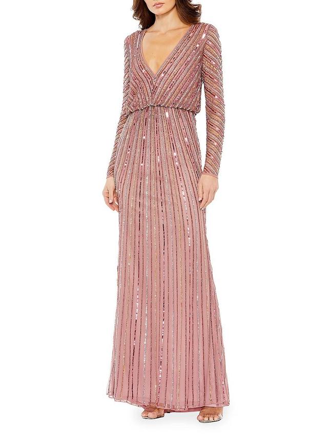 Mac Duggal Sequin Long Sleeve Column Gown Product Image