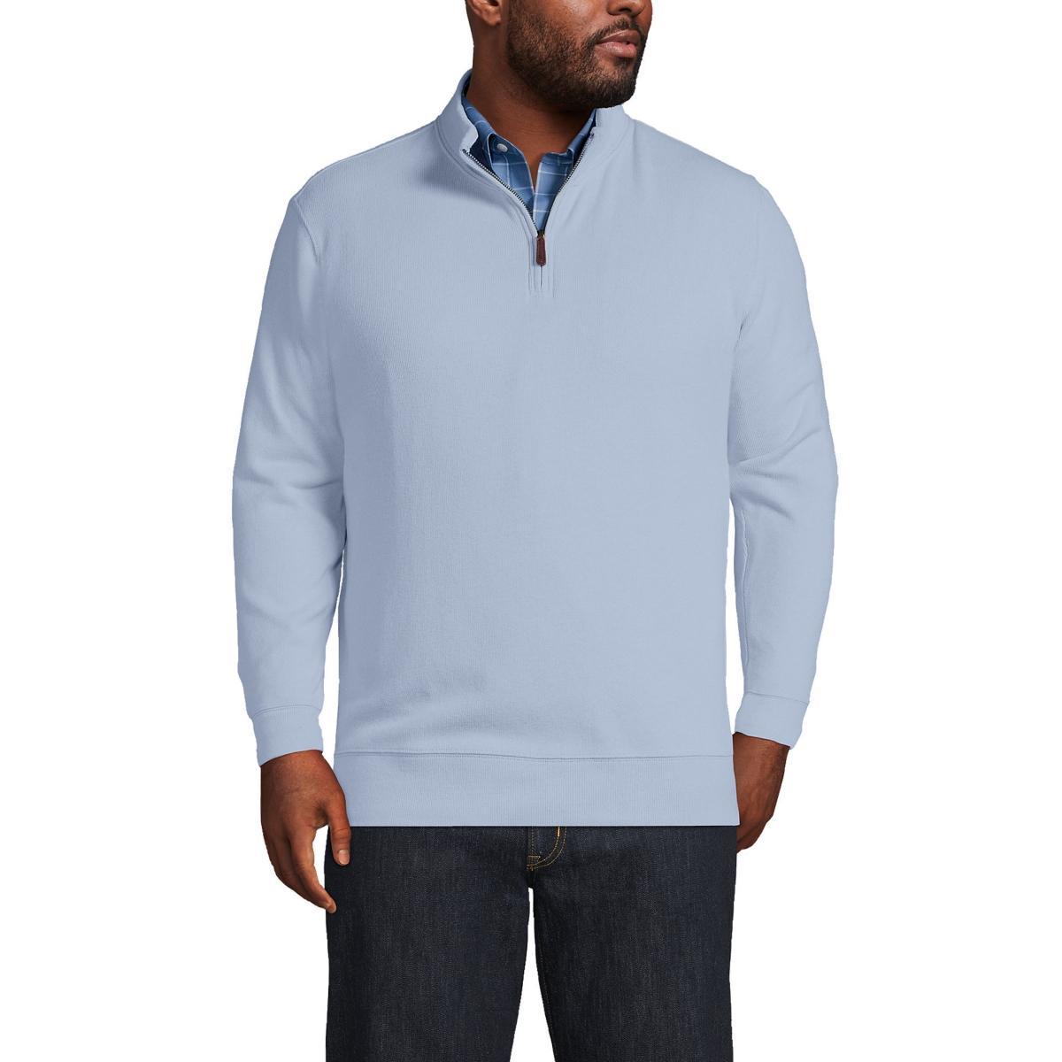 Lands End Big & Tall Bedford Rib Quarter Zip Sweater Product Image