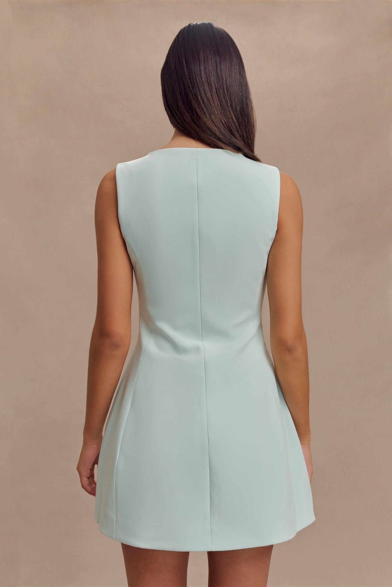 Lysandre Crepe Mini Dress - Ice Blue Product Image