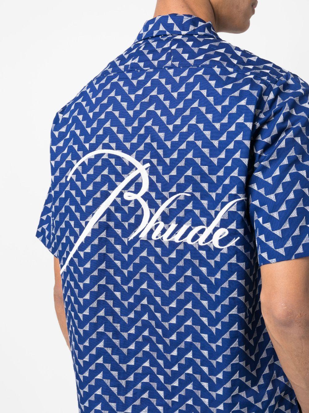 RHUDE Logo-embroidered Cotton Shirt In Navy Product Image