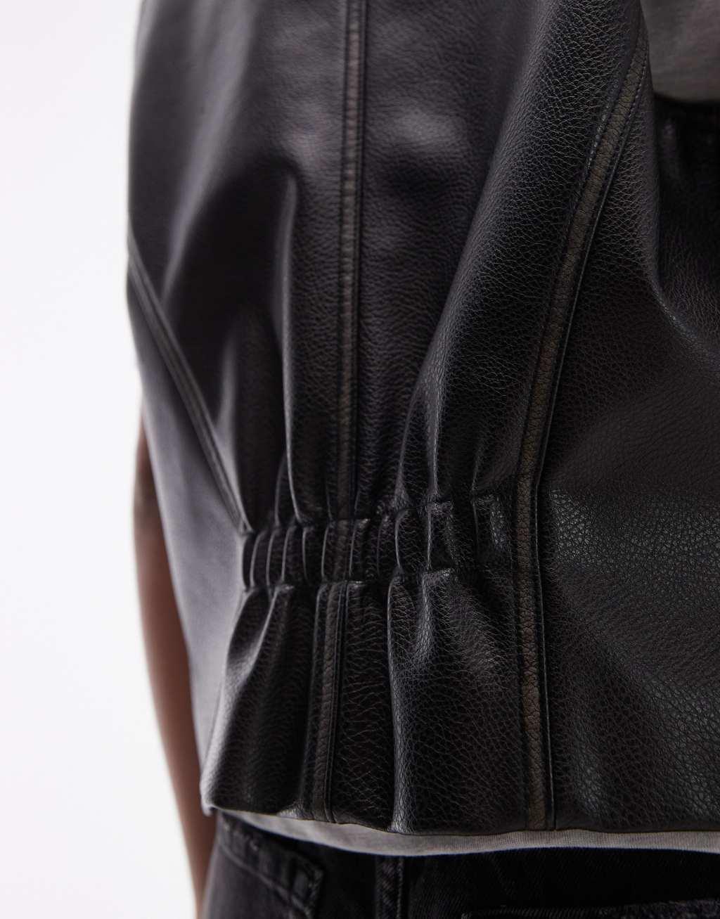 Topshop faux leather vest in black Product Image