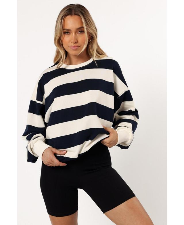 Petal and Pup Womens Karra Oversized Stripe Sweatshirt - Cream Product Image