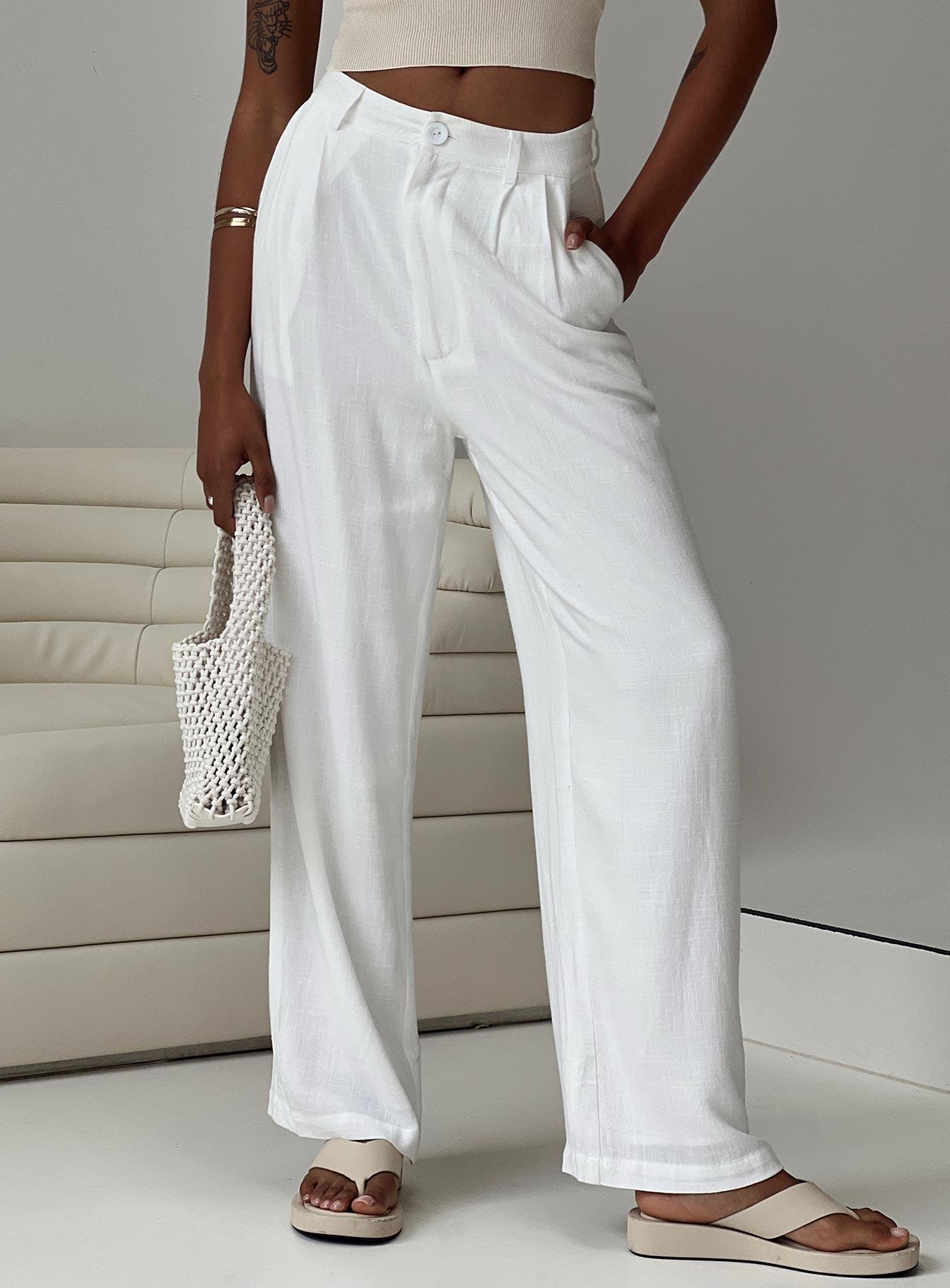 Brenda Linen Blend Pants White product image