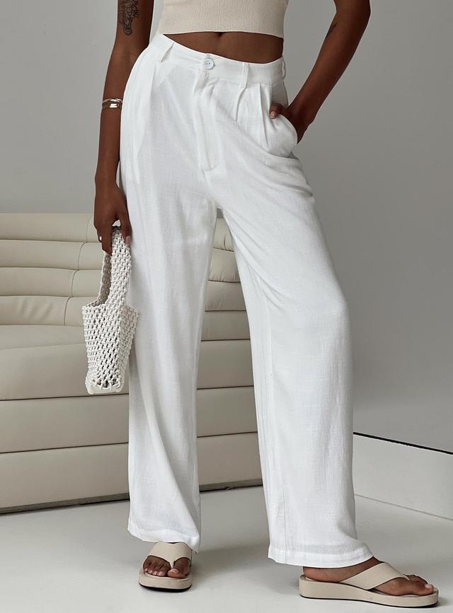 Brenda Linen Blend Pants White Product Image