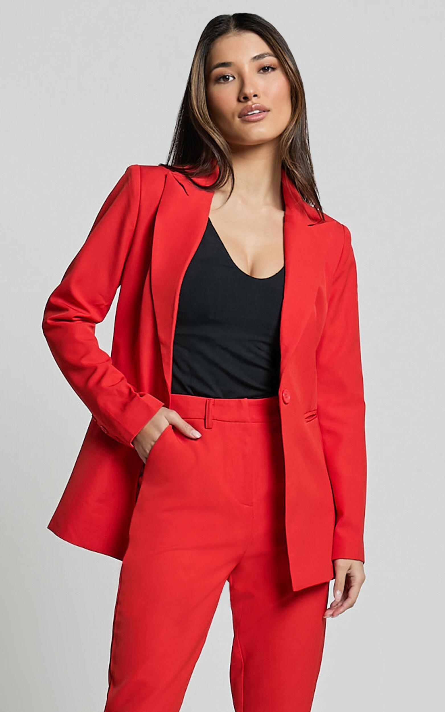 Hermie Blazer - Single Breasted Blazer in Red Product Image