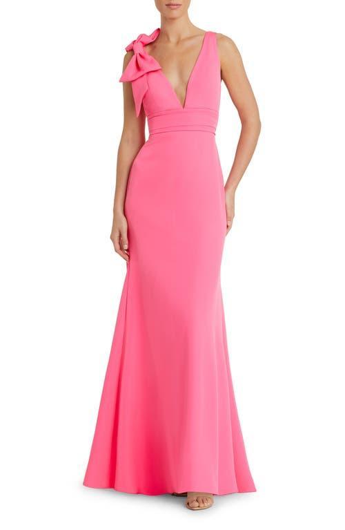 Womens Bow V-Neck A-Line Gown Product Image