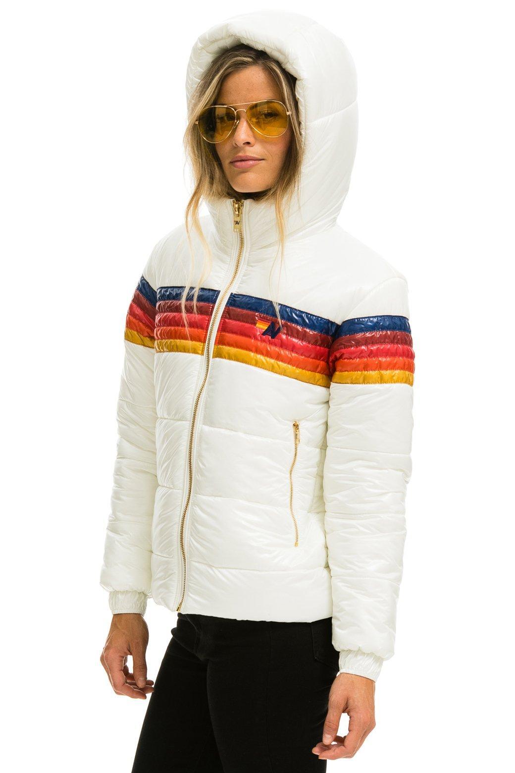 5 STRIPE LUXE TREKKER JACKET - GLOSSY WHITE Female Product Image