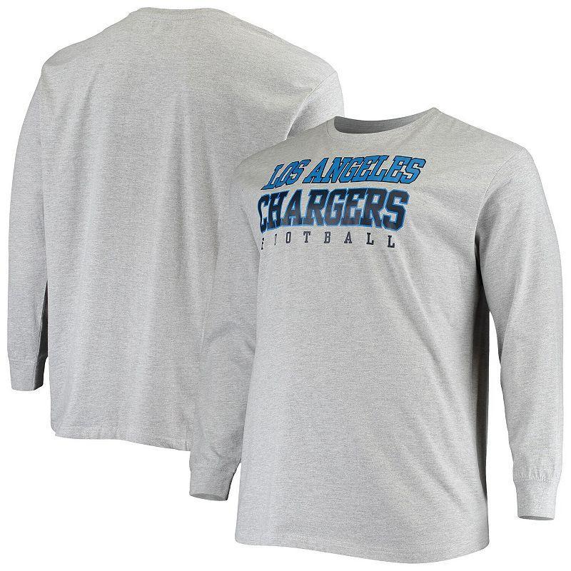 Mens Fanatics Branded Heathered Gray Los Angeles Chargers Big & Tall Practice Long Sleeve T-Shirt CHG Grey Product Image