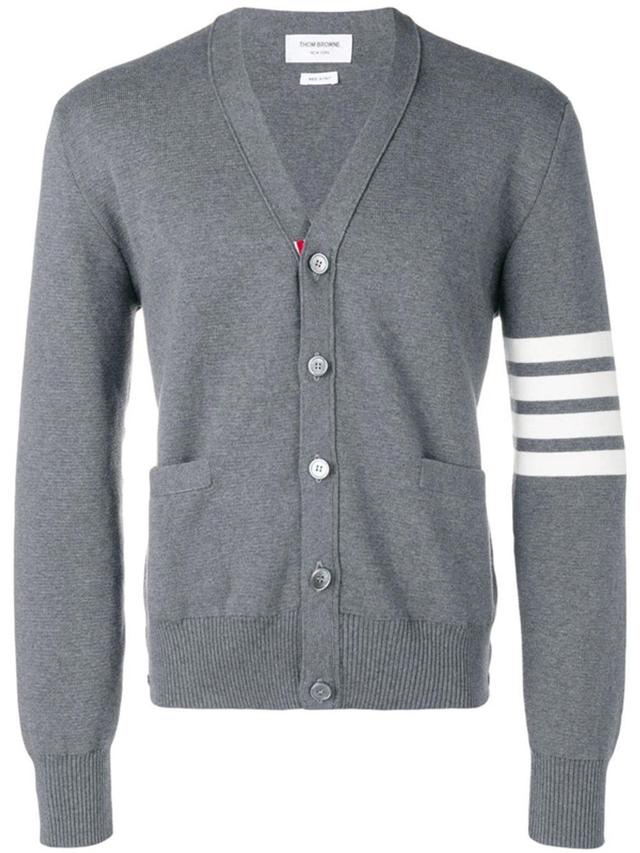 Cardigan With Striped Detail In Dark Grey Product Image