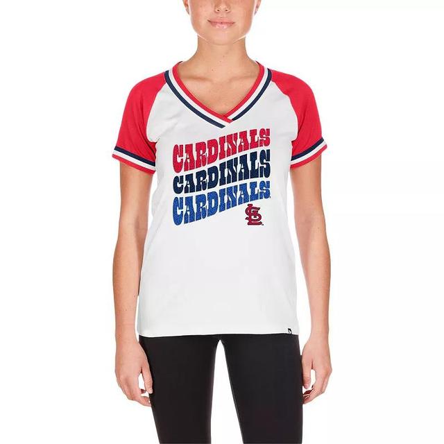 Womens New Era St. Louis Cardinals Jersey Double Binding V-Neck T-Shirt Product Image