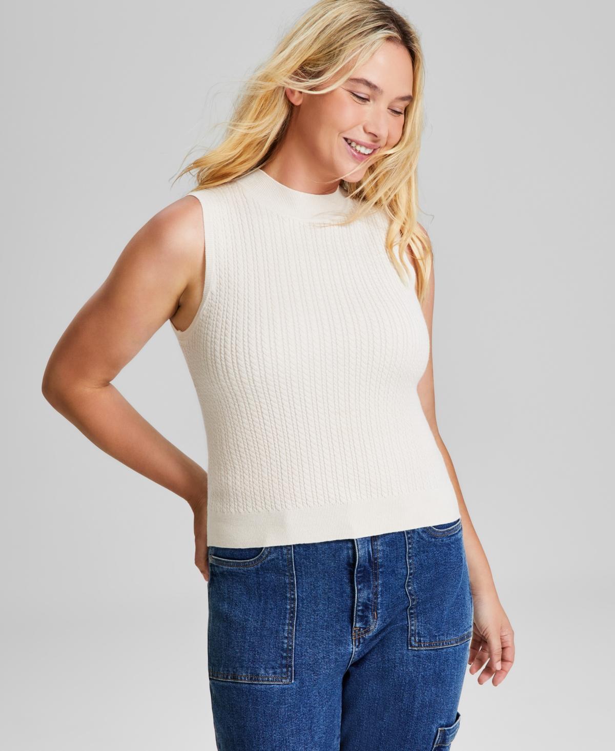 And Now This Womens Mock Neck Cable-Knit Sweater Vest, Created for Macys Product Image