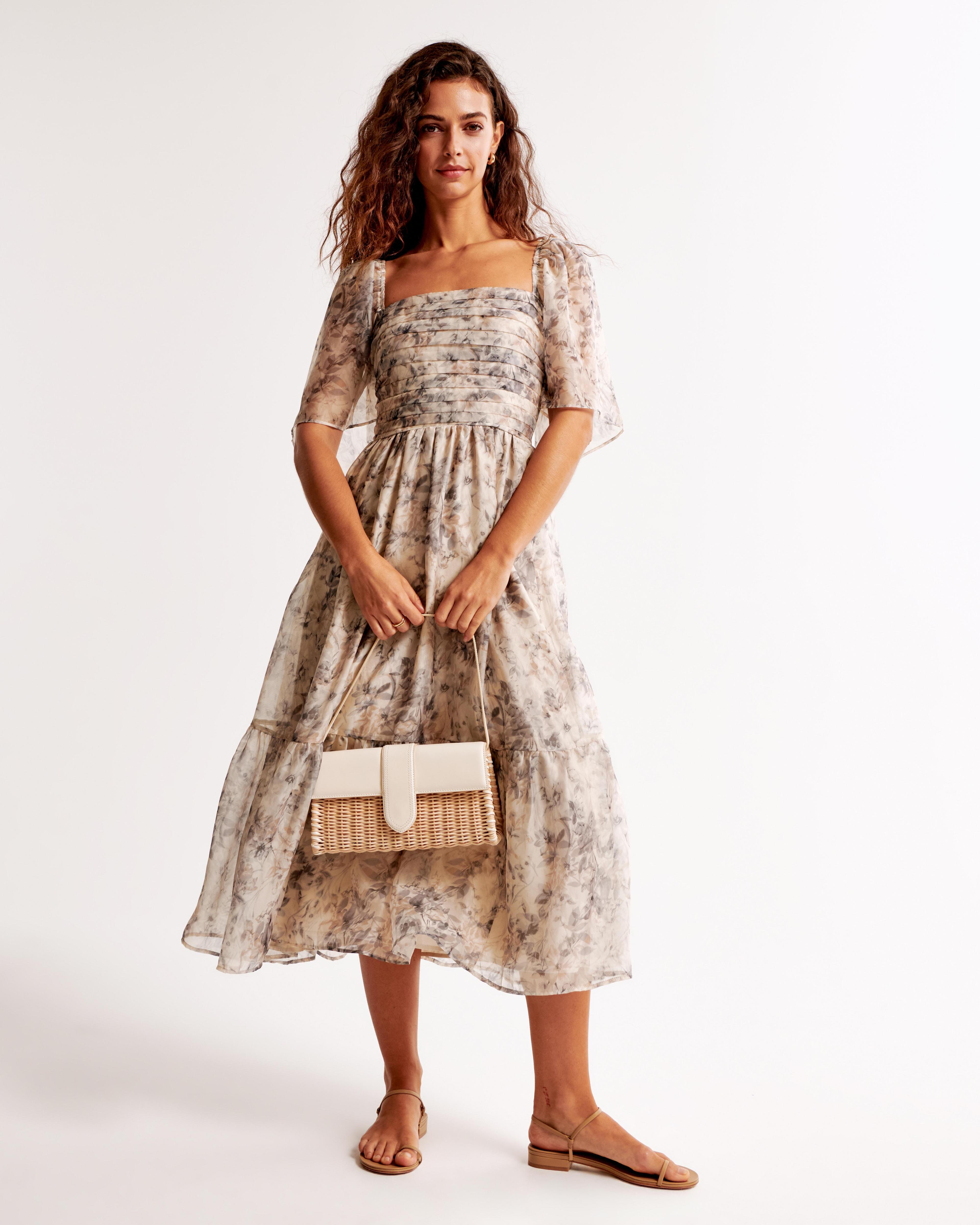 The A&F Emerson Angel Sleeve Midi Dress Product Image