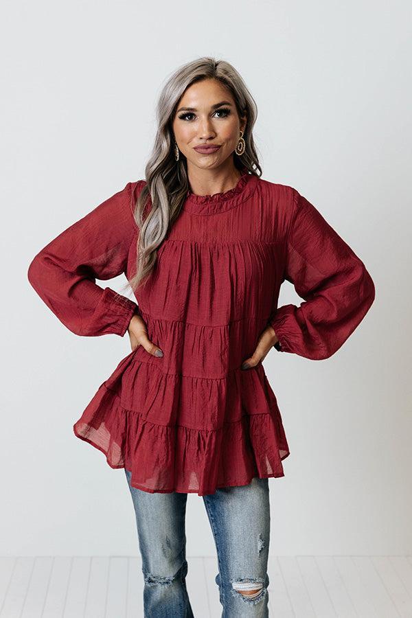 Lovely Rose Shift Top In Wine Product Image