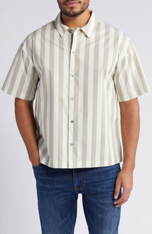 Mens Striped Cotton Camp Shirt Product Image