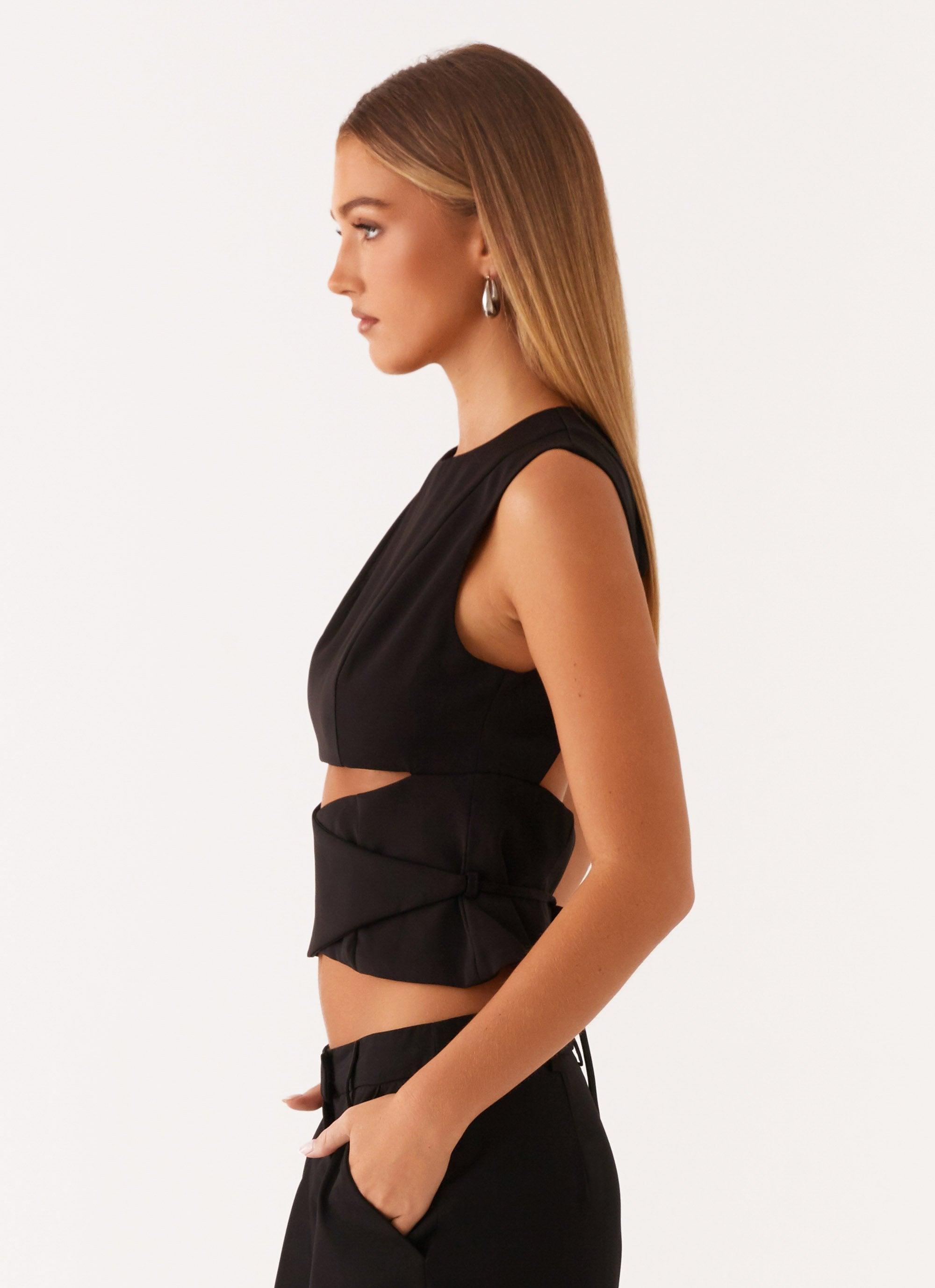 Cyra Wrap Top - Black Product Image