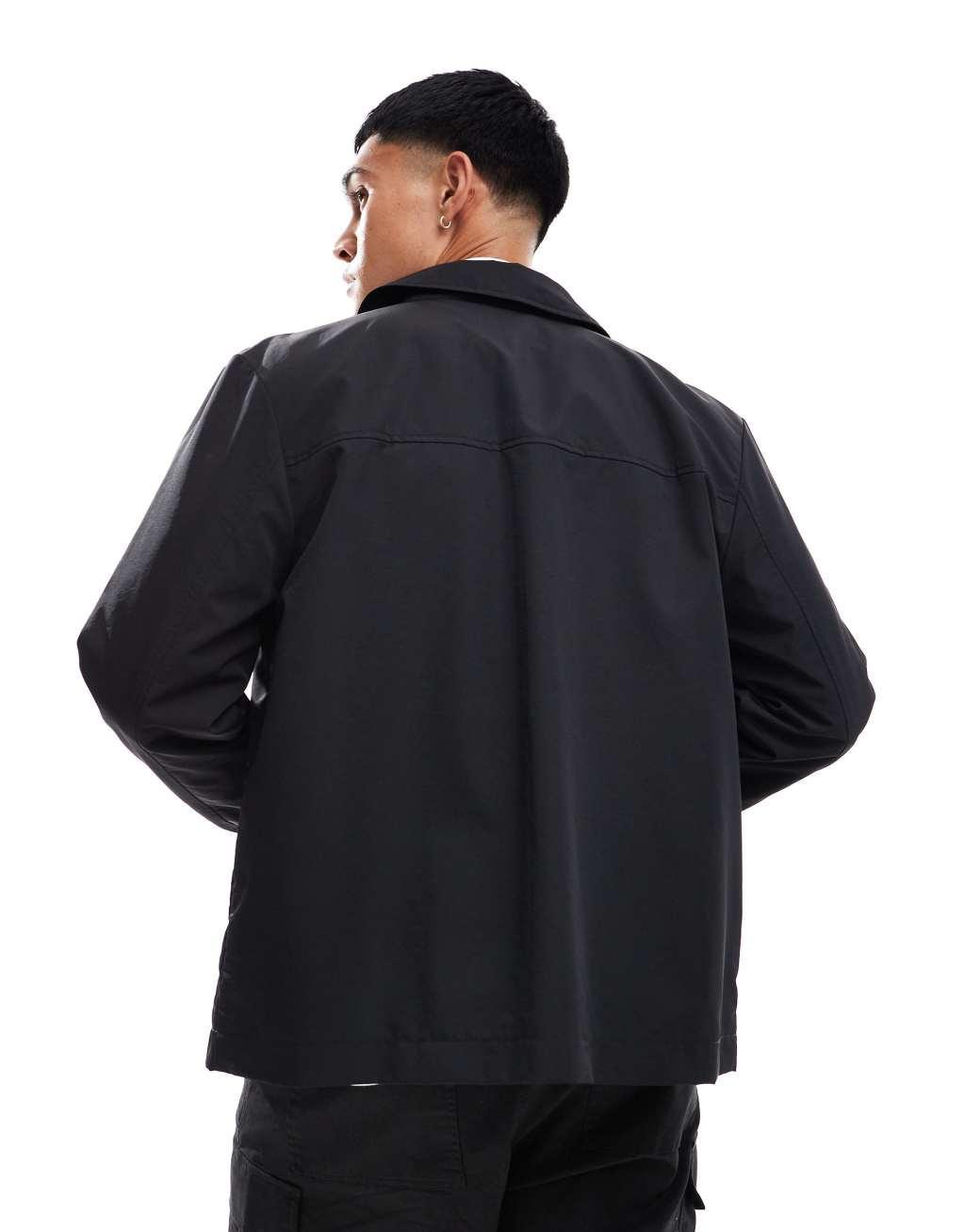 ASOS DESIGN lightweight harrington jacket in black Product Image