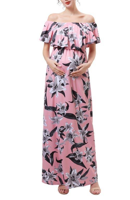 Kimi and Kai Clara Off the Shoulder Maternity/Nursing Maxi Dress Product Image