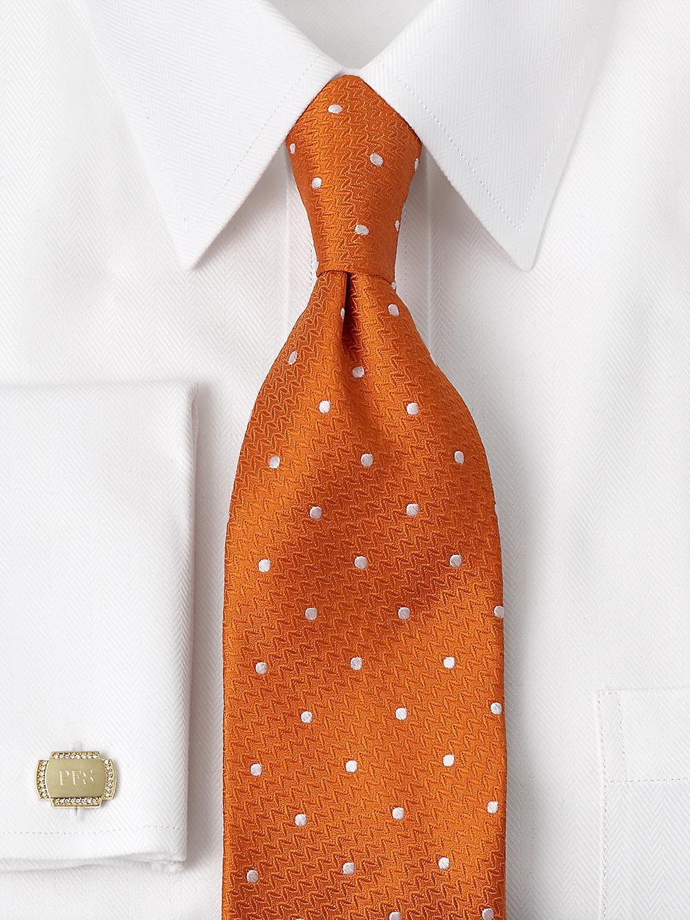 Dot Woven Silk Tie - Orange Product Image