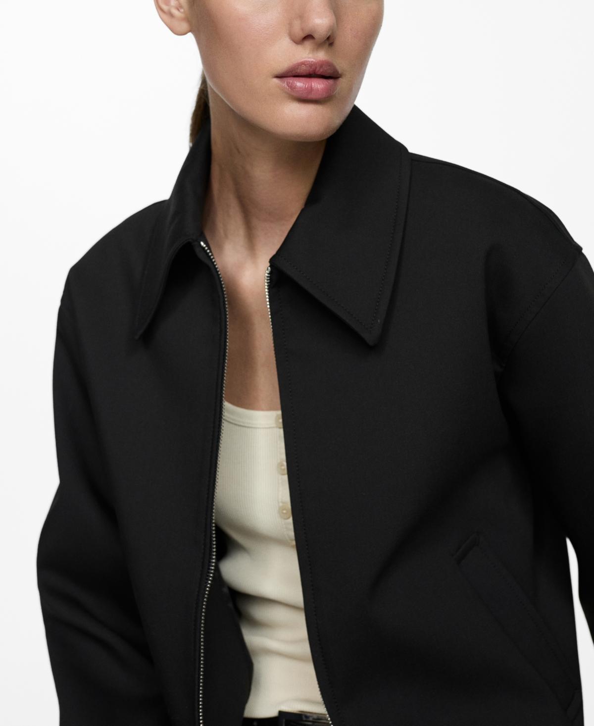 Mango Womens Shirt Collar Cotton Jacket Product Image