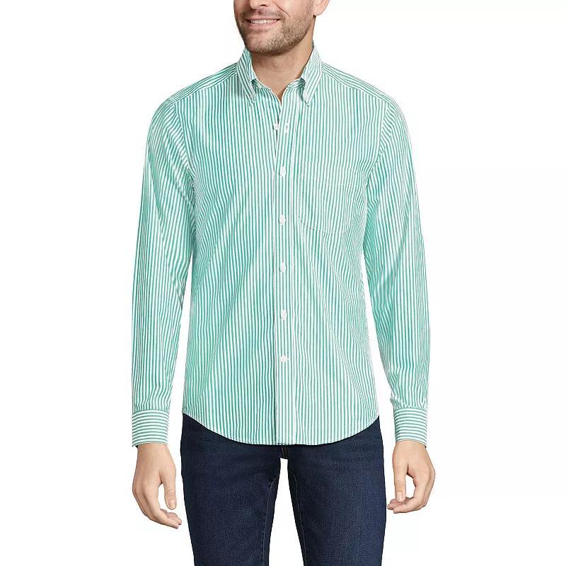 Mens Lands End Traditional-Fit Essential Lightweight Poplin Shirt Deep Blue Product Image