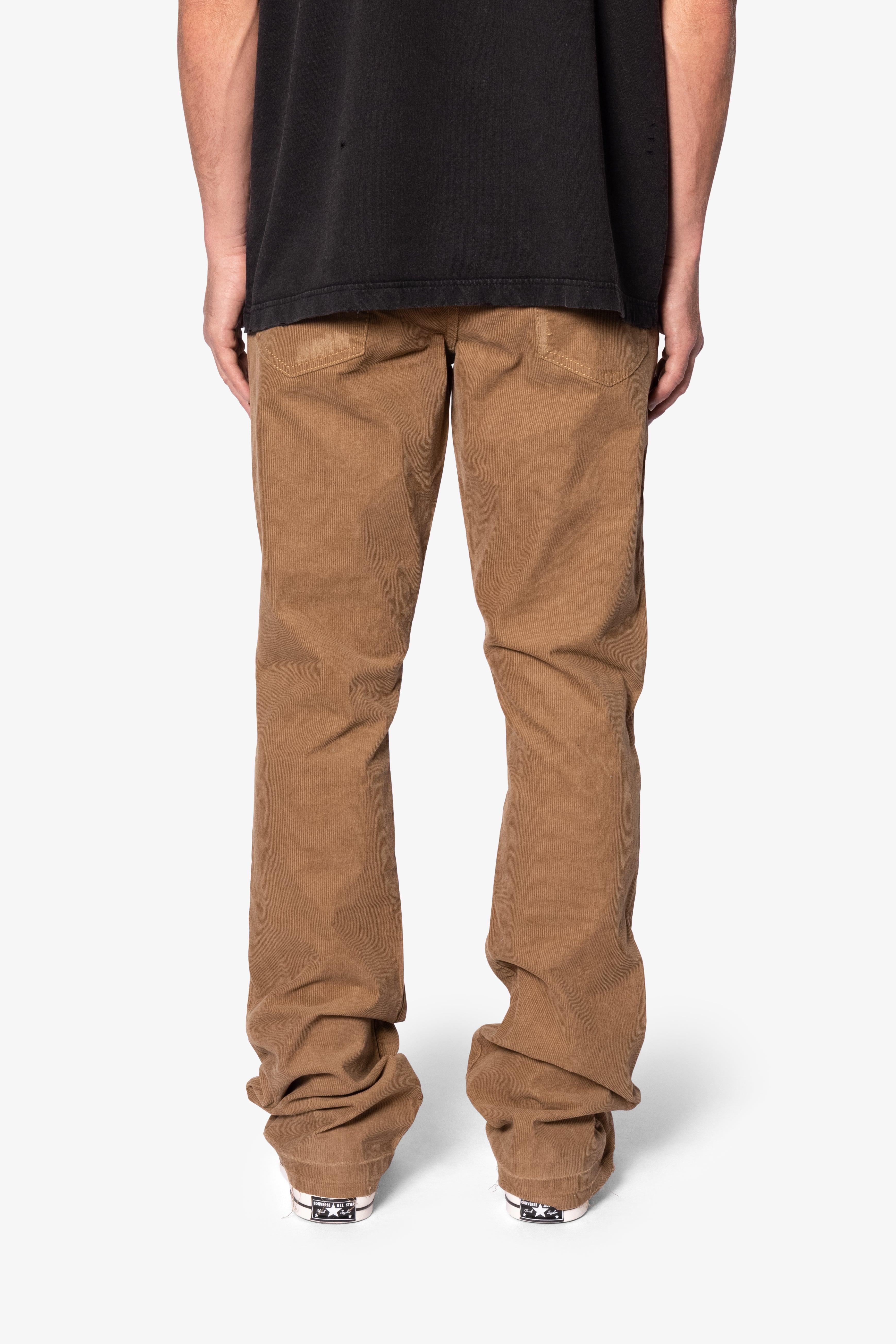 B682 Flare Corduroy Repaired Pants - Brown Product Image