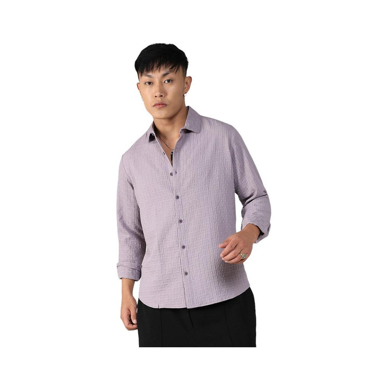 Campus Sutra Mens Lavender Textured Weave Shirt Product Image