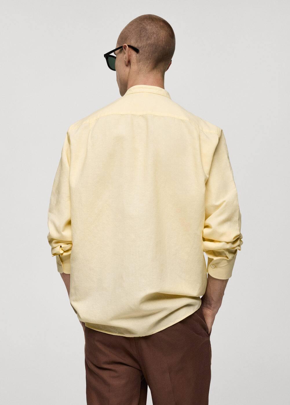 MANGO MAN - Classic-fit linen-blend shirt yellowMen Product Image