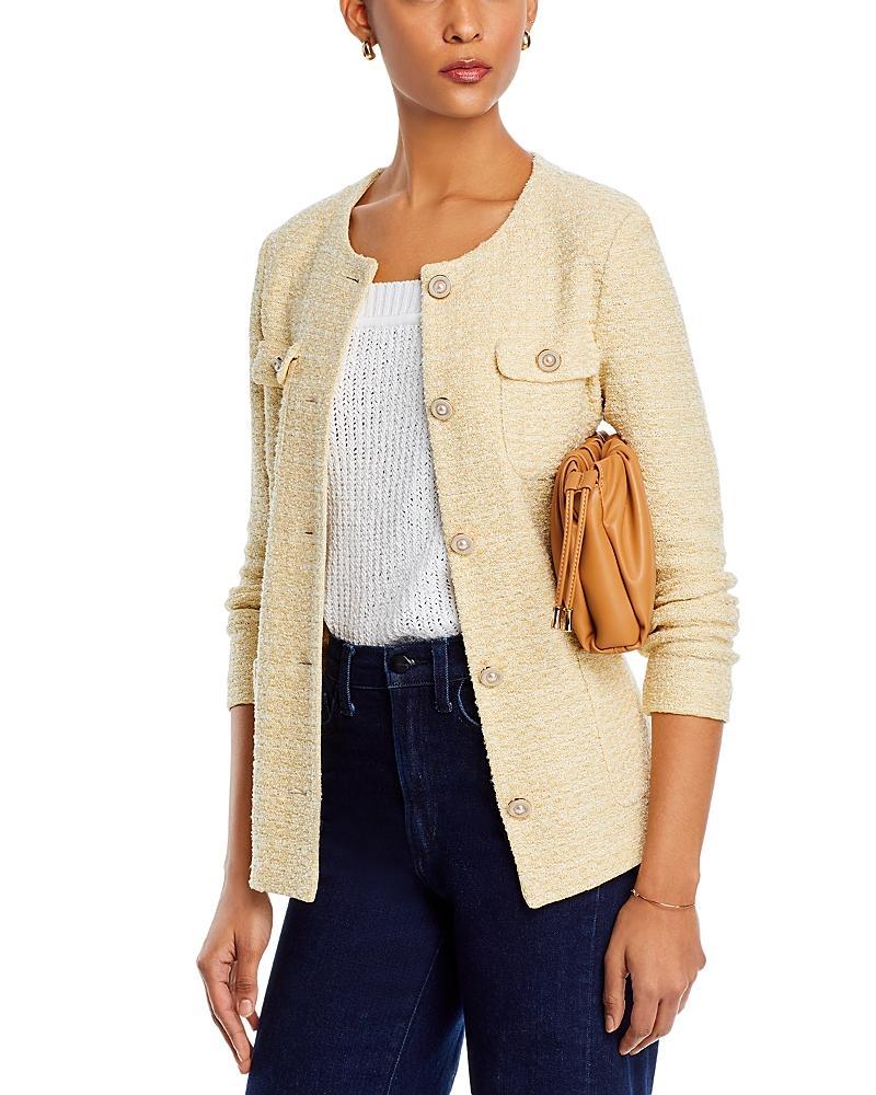 Womens Tweed Faux Pearl-Embellished Jacket Product Image