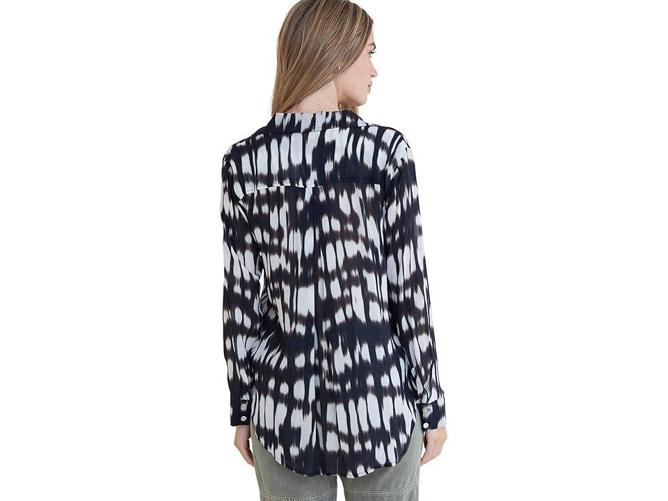 bella dahl Flowy Button-Down Shirt (Blurred Ikat Print) Women's Clothing Product Image