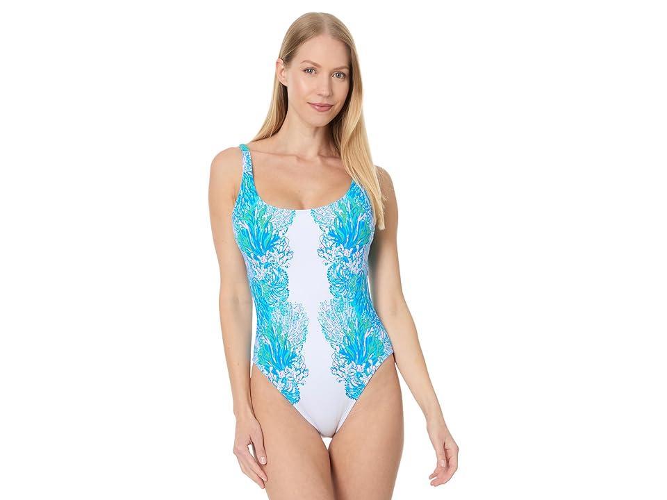 Lilly Pulitzer Brin Scoop Neck One Piece (Las Olas Aqua Strong Current Sea Engineered One Piece) Women's Swimsuits One Piece Product Image