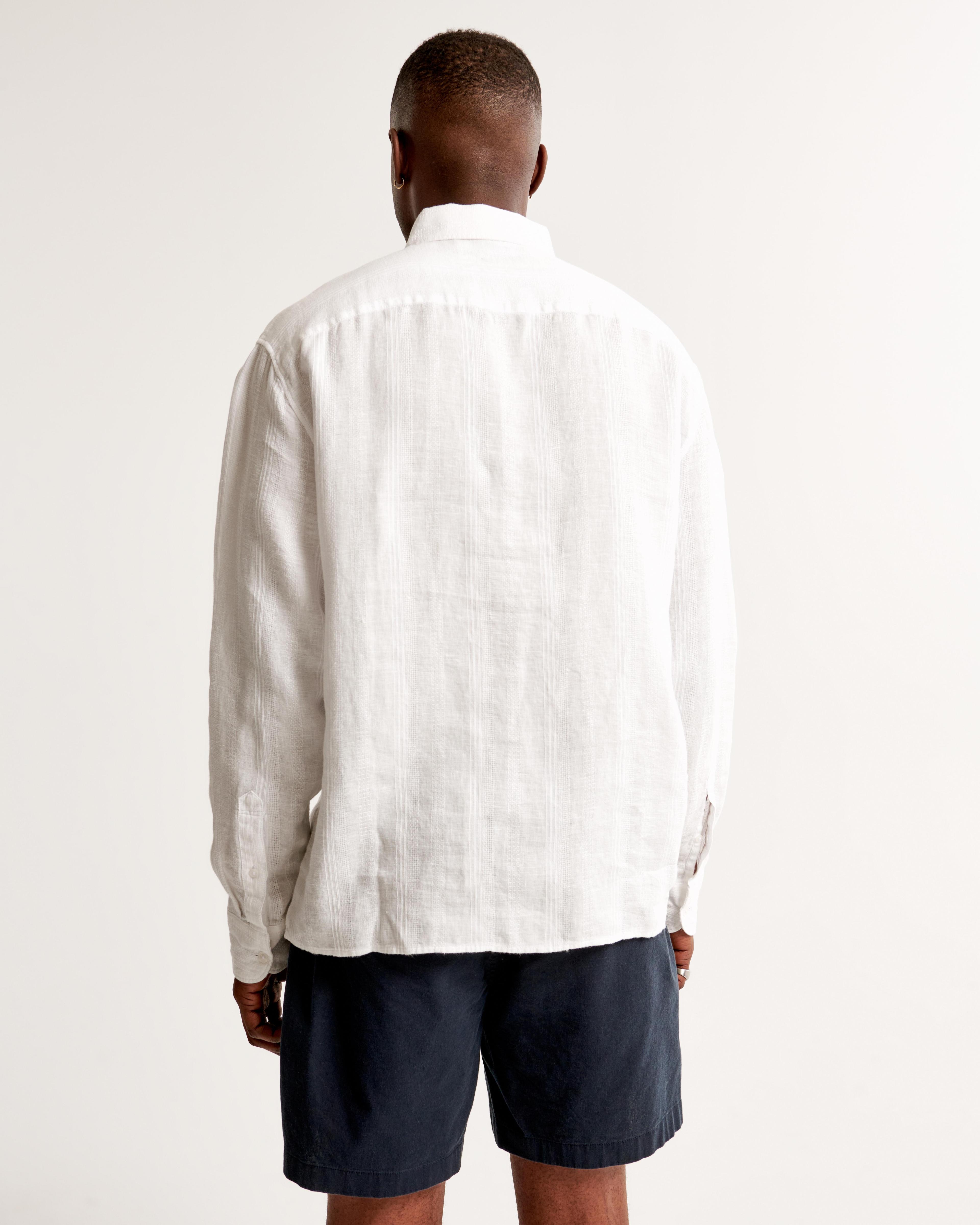 Summer Linen-Blend Button-Up Shirt Product Image