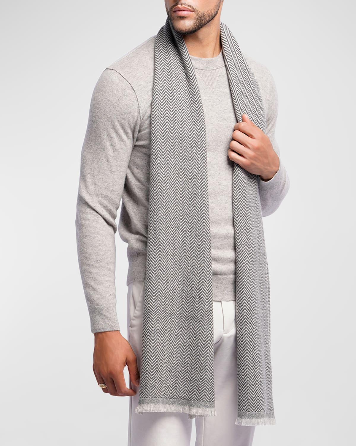 Mens Cashmere Fishbone Jacquard Scarf Product Image