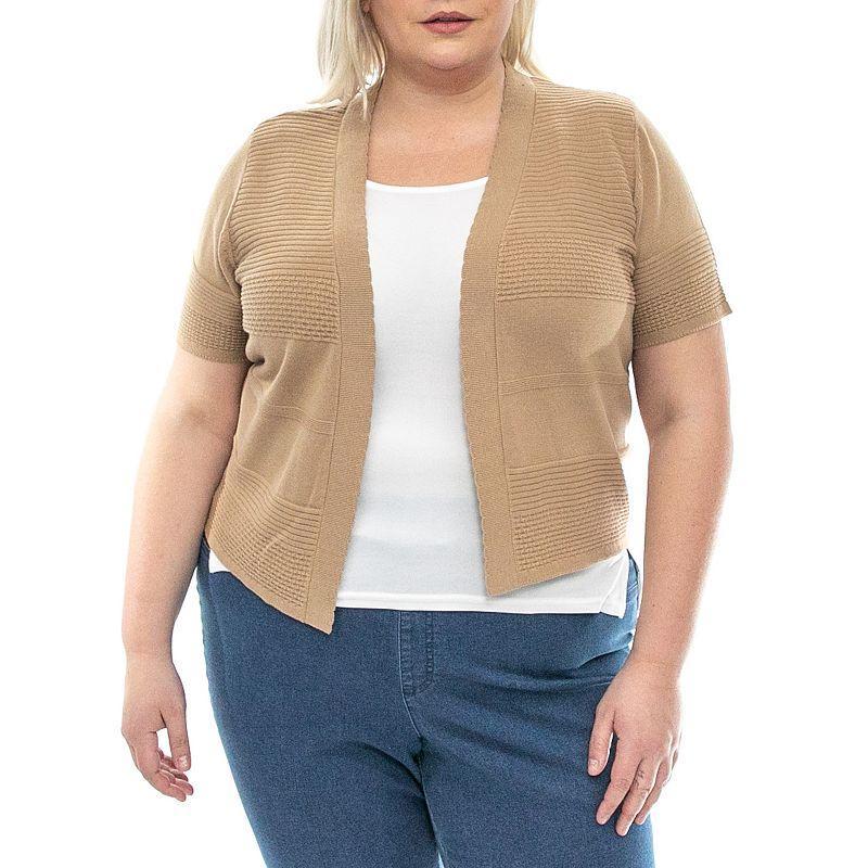 Plus Size Nina Leonard Short Sleeve Bolero, Womens Brown Product Image