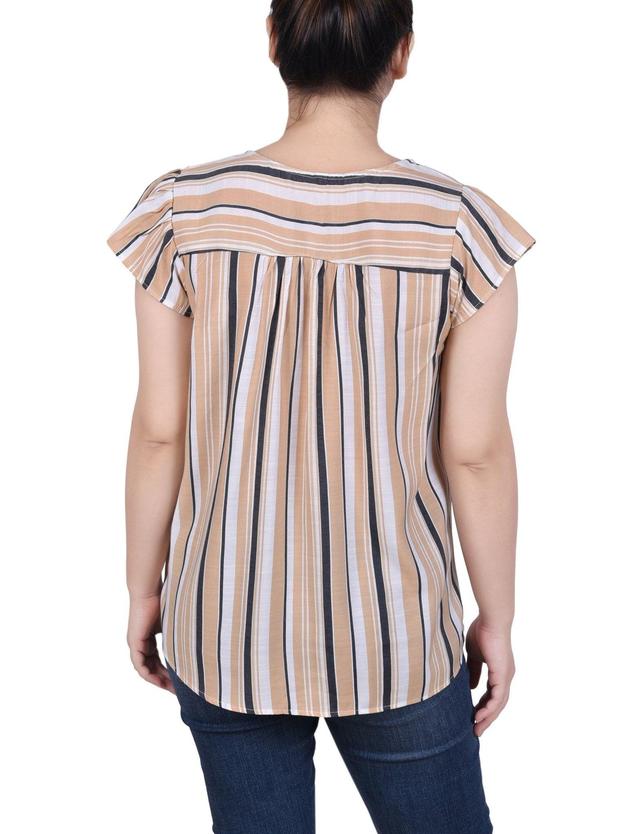 Flutter Sleeve Vertical Striped Blouse - Petite Product Image