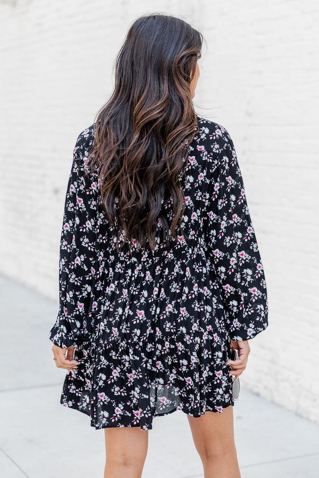 A Different World Black Floral Shirt Dress FINAL SALE Product Image