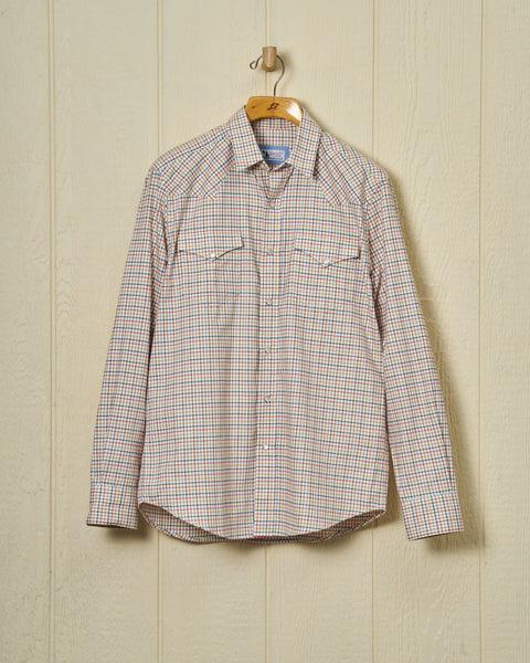 Western Sea-Washed Shirt in Cream Ground Mustard Tattersall Product Image