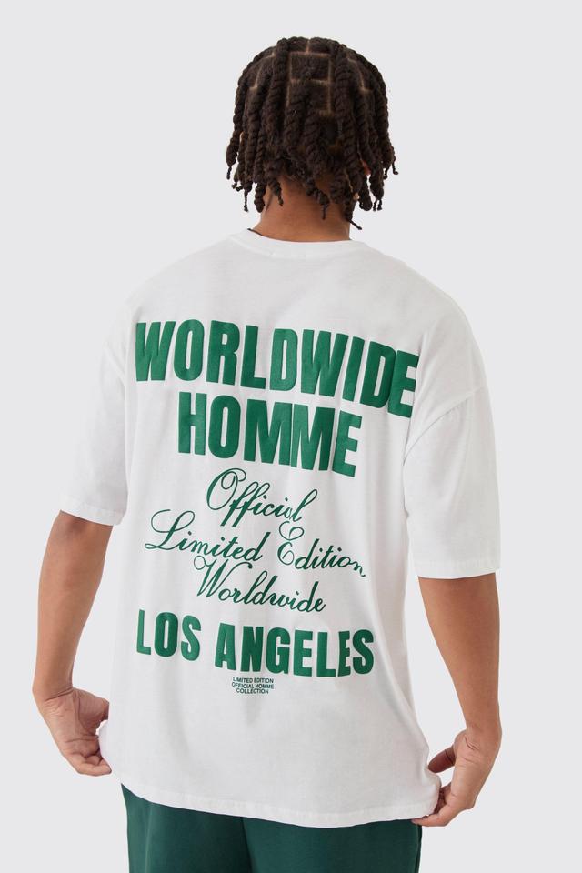 Oversized Worldwide Back Puff Print T-Shirt | boohooMAN USA Product Image