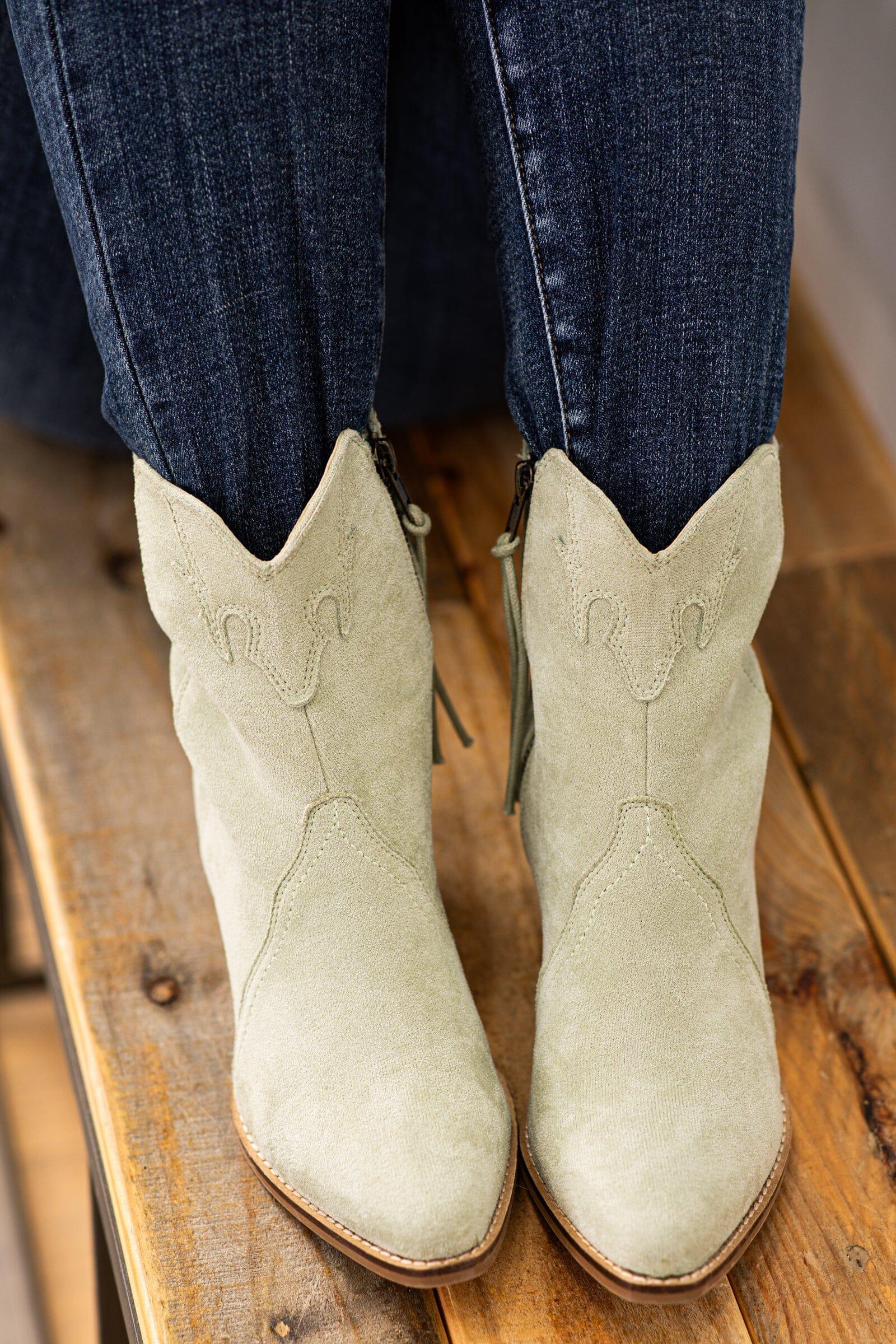 Sage Faux Suede Bootie With Western Detail Product Image